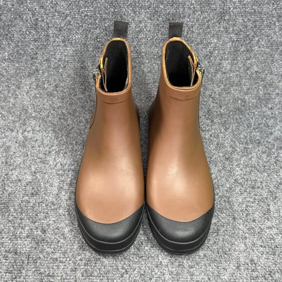 Madewell Zip-Up Lugsole Rain Boots Women's Size 8 Brown Rubber Waterproof Shoes - Picture 3 of 12